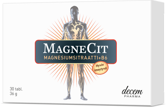 Magnecit 30 tabl magnesiumsitraatti + b6-vitamiini