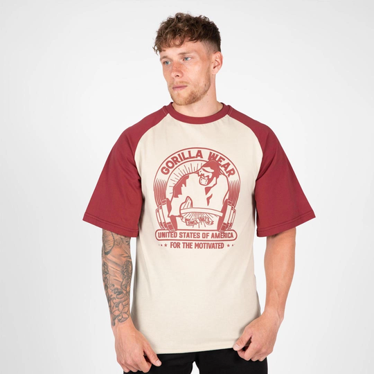 Gorilla Wear Logan Oversized T-shirt Beige/red Xxl
