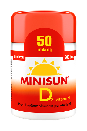 Minisun D-Vitamiini 50 mikrog purutabl 200 kpl
