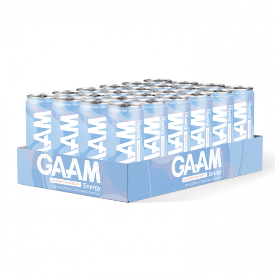 24 X Gaam Energy 330 Ml Blueberry & Raspberry