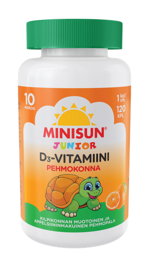 Minisun D-vitamiini Pehmokonna Junior 10 mikrog 120 kpl pureskeltava pehmytpal