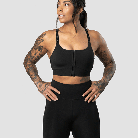 Ultimate Training Zipper Sports Bra, Black