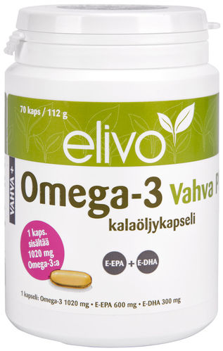 Elivo Omega-3 Vahva Plus kalaöljy 70 kapselia