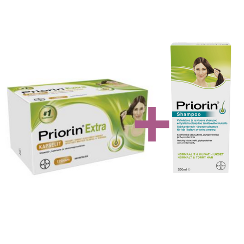 Priorin Extra 120 kaps + lahjaksi shampoo