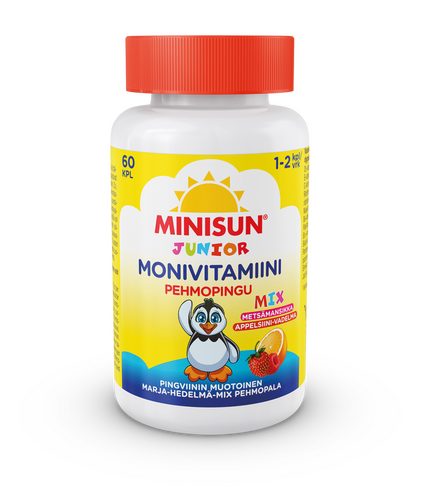 Minisun Monivitamiini Pehmopingu Marja-Hedelmä-Mix 60 kpl