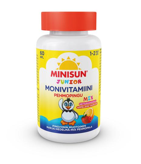 Minisun Monivitamiini Pehmopingu Marja-Hedelmä-Mix 60 kpl