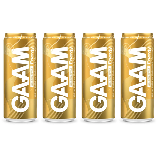 4 X Gaam Energy 330 Ml Golden Apple