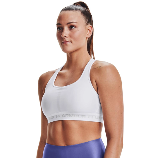Under Armour Ua Crossback Mid Bra White/halo Grey M