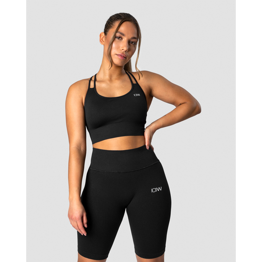 Ribbed Define Seamless Sports Bra, Black
