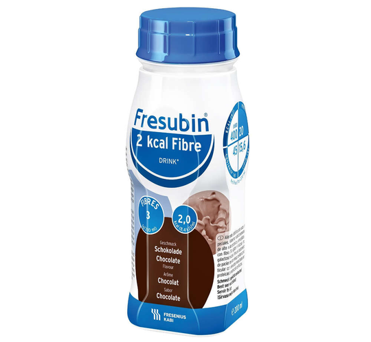 Fresubin 2.0 Kcal Fibre drink 4x200 ml neste, täydennysravintovalmiste suklaa