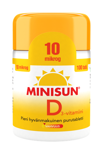Minisun D-Vitamiini 10 mikrog 100 purutabl