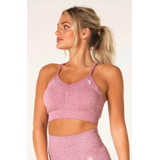 V3 Apparel Define Seamless Scrunch Sports Bra Pink Marl Xs