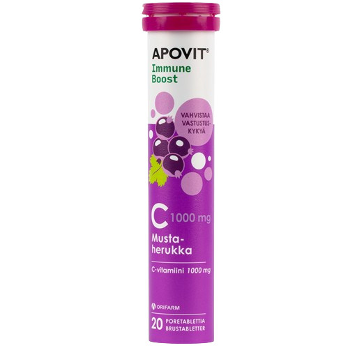 Apovit Immune Boost C-vitamiini mustaherukka 20 poretablettia