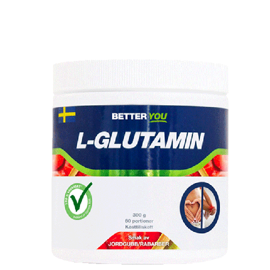Luonnollinen L-glutamiini 300 g Mansikkaraparperi