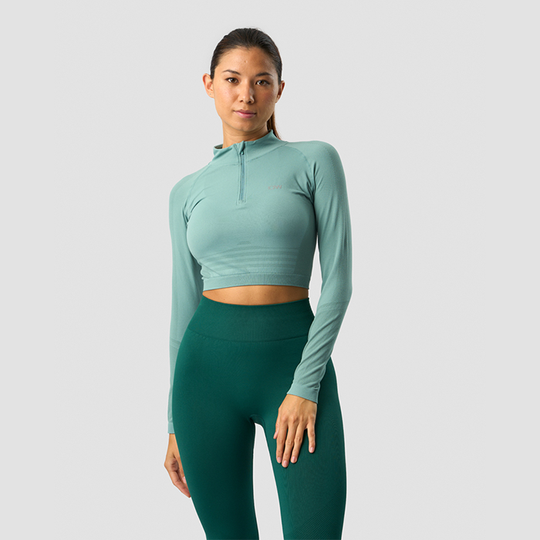 Define Cropped 1/4 Zip, Mineral Green