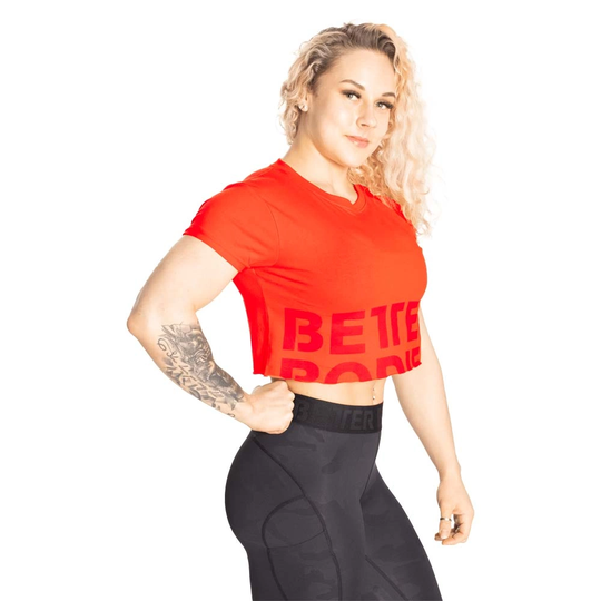 Better Bodies Astoria Cropped Tee Sunset Red L