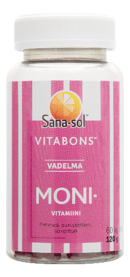 Sana-Sol Vitabons monivitamiini vadelma 60 kpl
