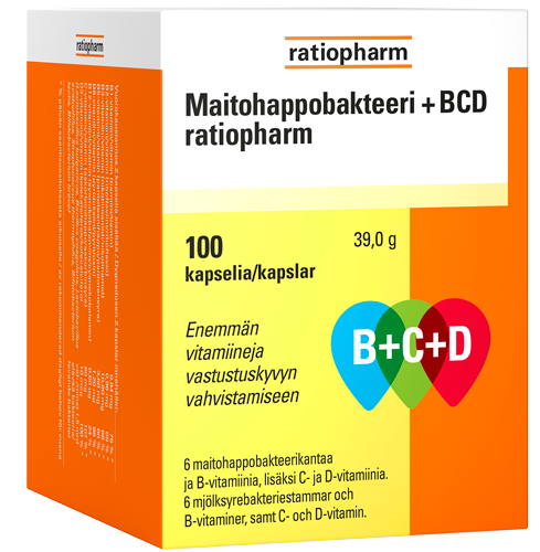 Maitohappobakteeri B+C+D Ratiopharm 100 kaps
